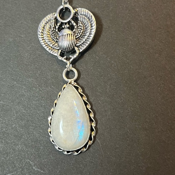 Moonstone Scarab Necklace, Ancient Egyptian talisman, moonstone scarab beetle - Picture 7 of 13